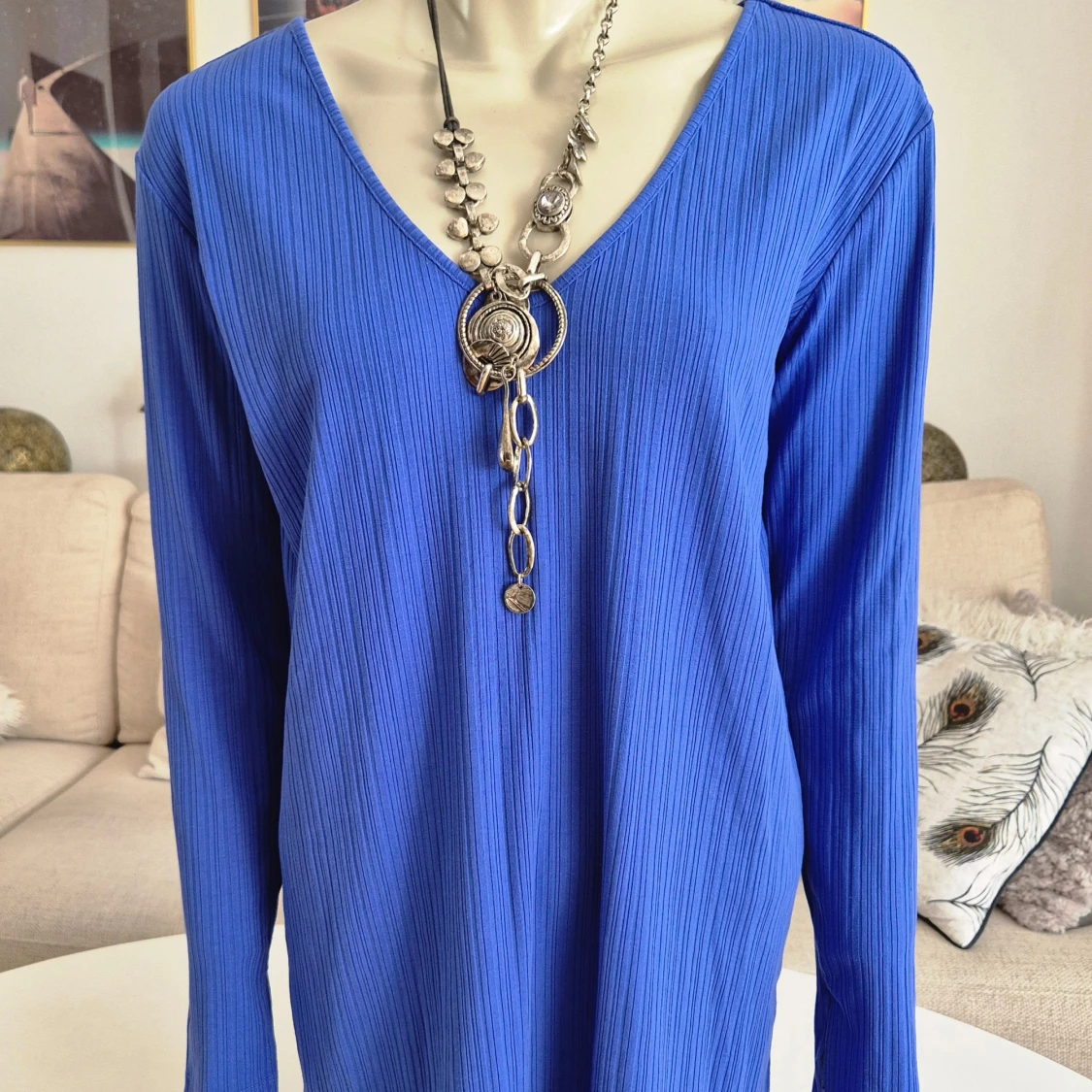 Lång blå långärmad topp * stl M * Monki