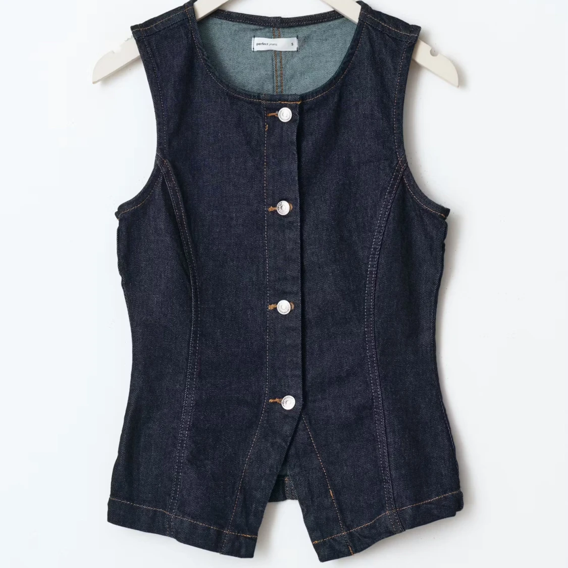 Mörkblå denim korsett-topp - 1