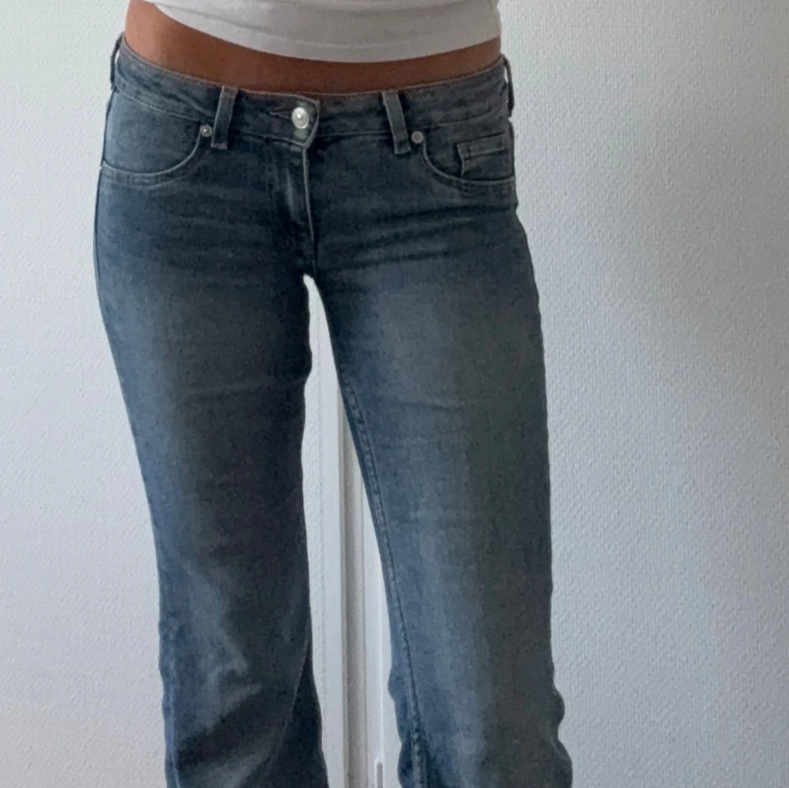 Blå bootcut jeans låg midja❤️ - 2
