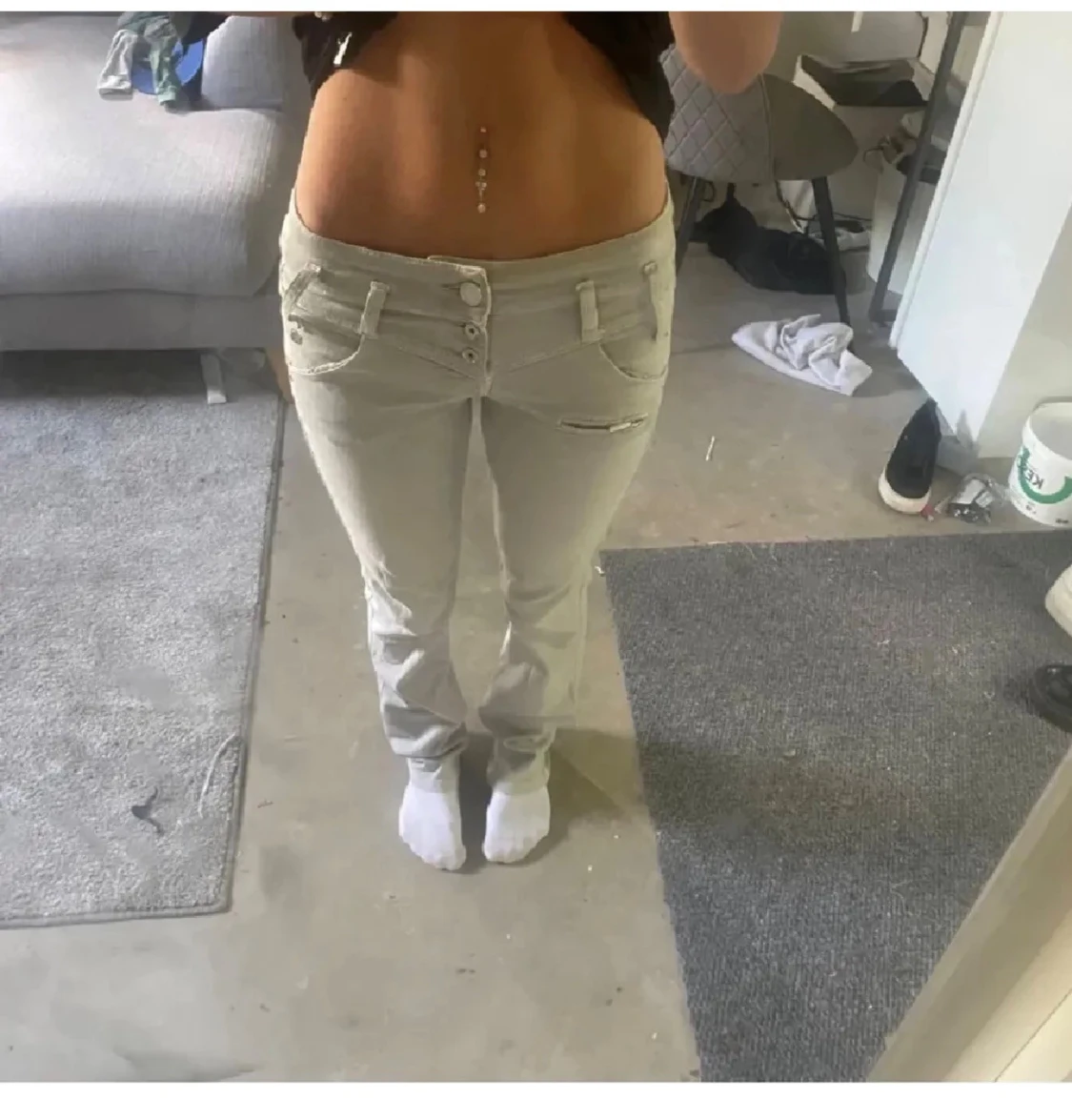 Grå Freeman T. Porter byxor med dragkedjor