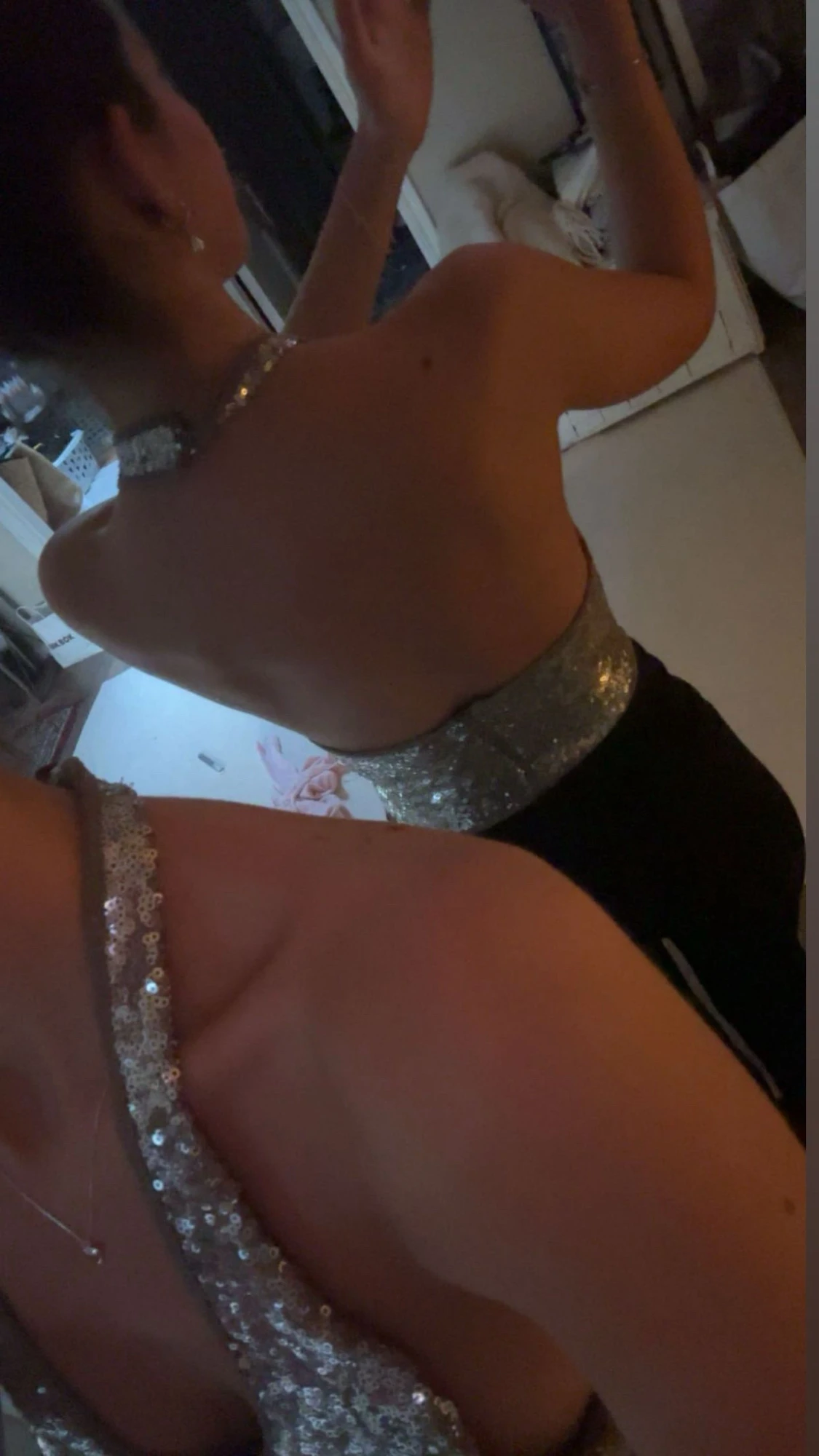 Silvrig paljett halterneck topp - 3