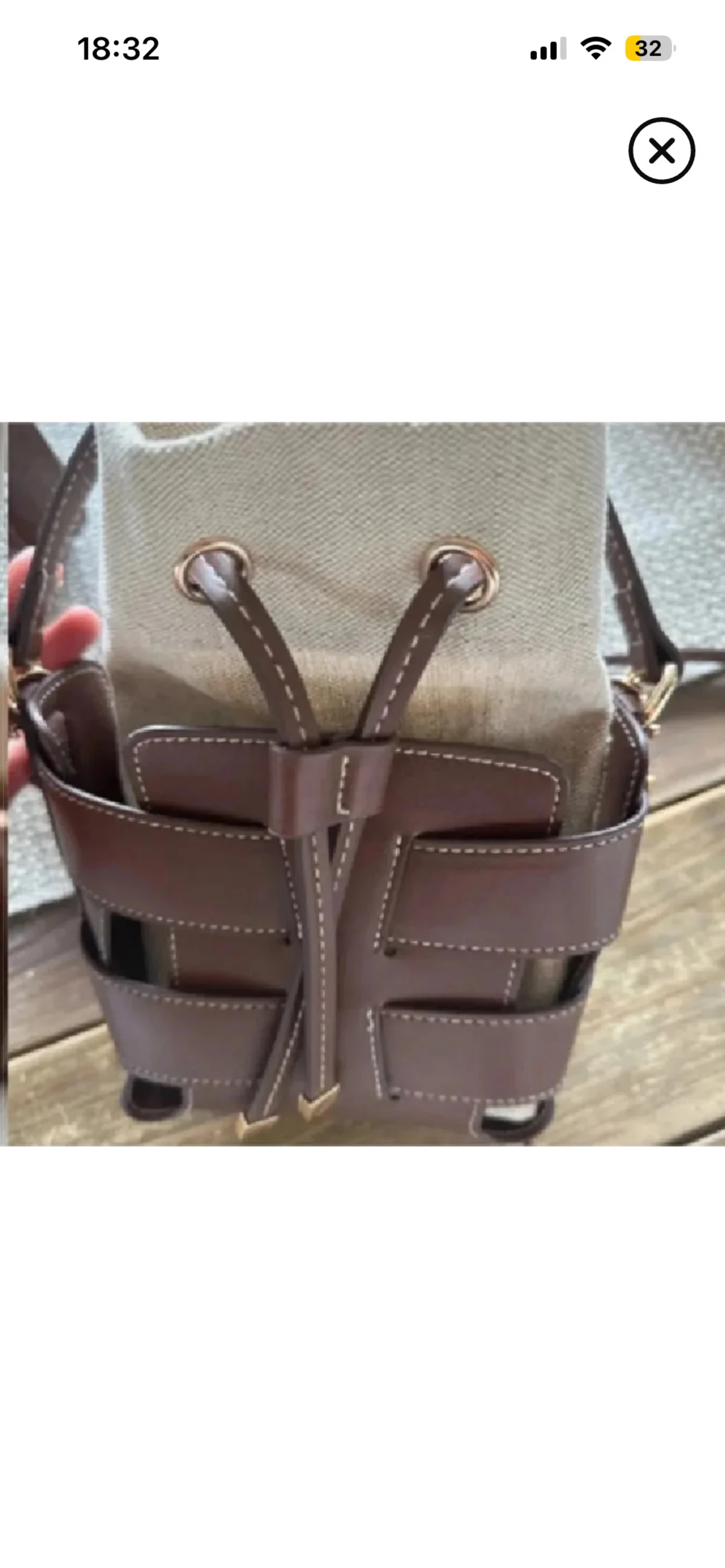 Brun och beige bucket bag med snörning - 3