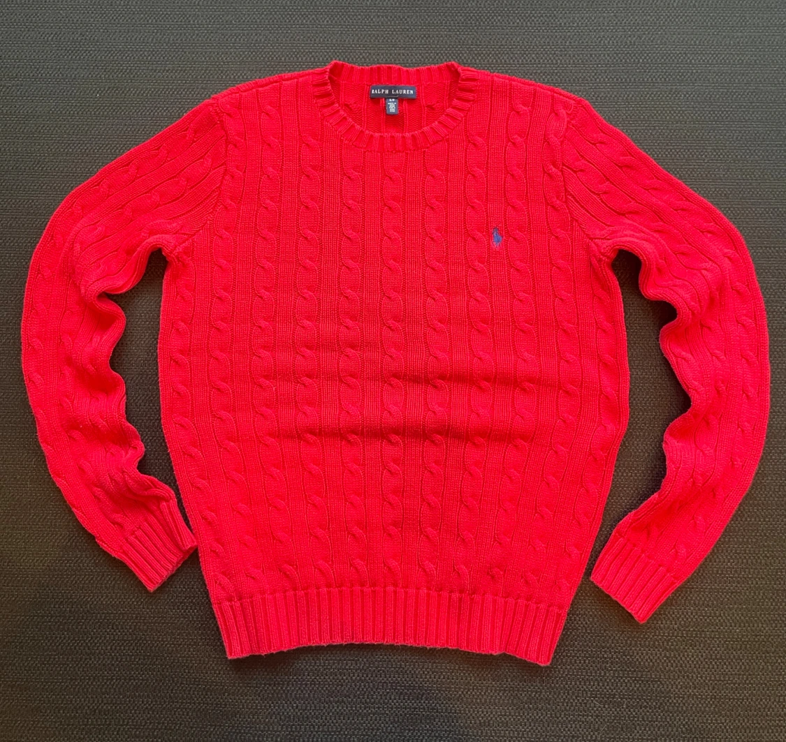 Polo Ralph Lauren Röd kabelstickad tröja herr - 1