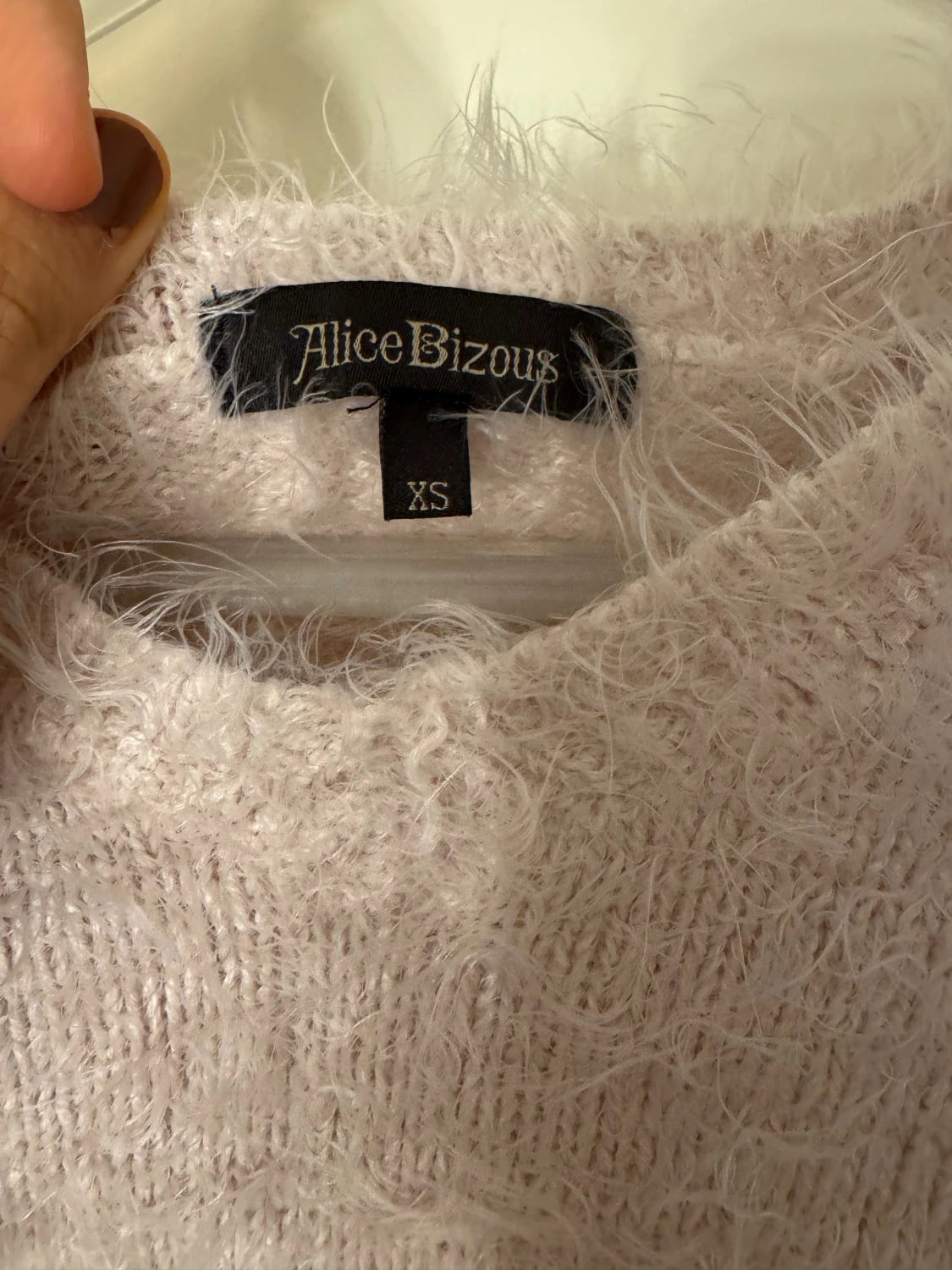 Ljusrosa fluffig stickad tröja XS - 1