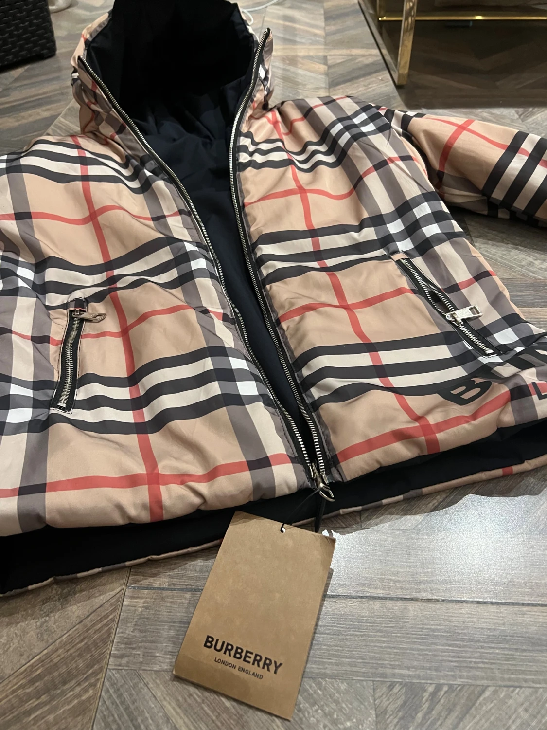Burberry vändbar pufferjacka svart/rutig - 3