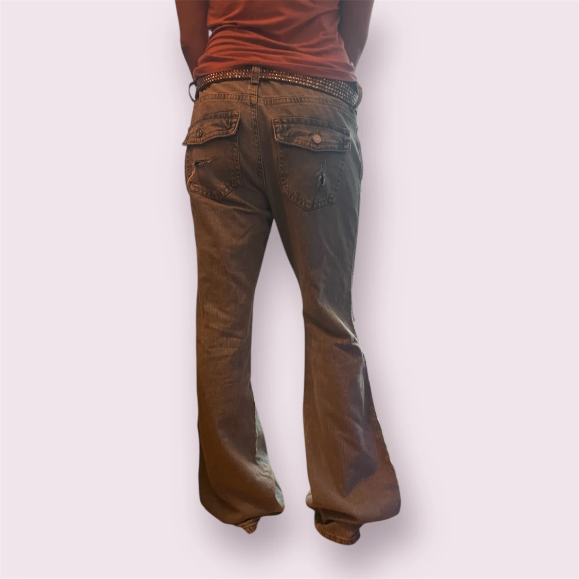 Ljusblå baggy jeans med slitningar - 1