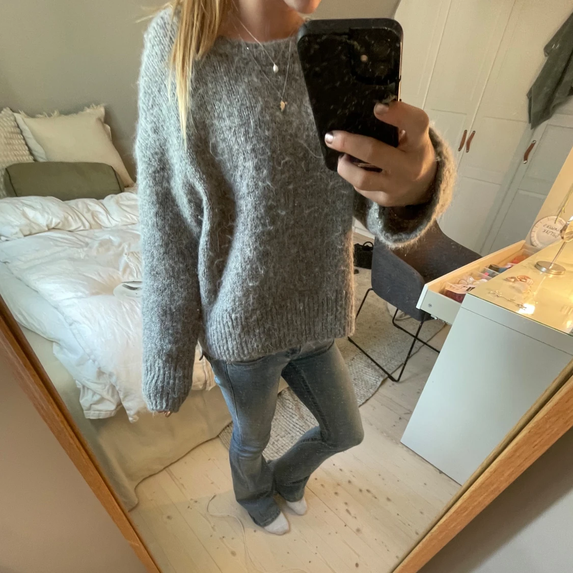 Grå stickad tröja H&M