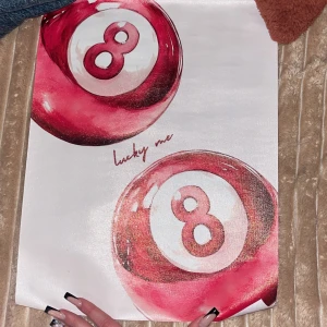 Vit shoppingväska med 8-ball print - poster 30*40