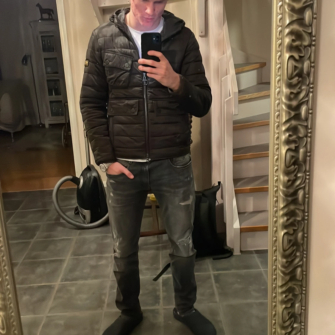 Olivgrön pufferjacka från Barbour