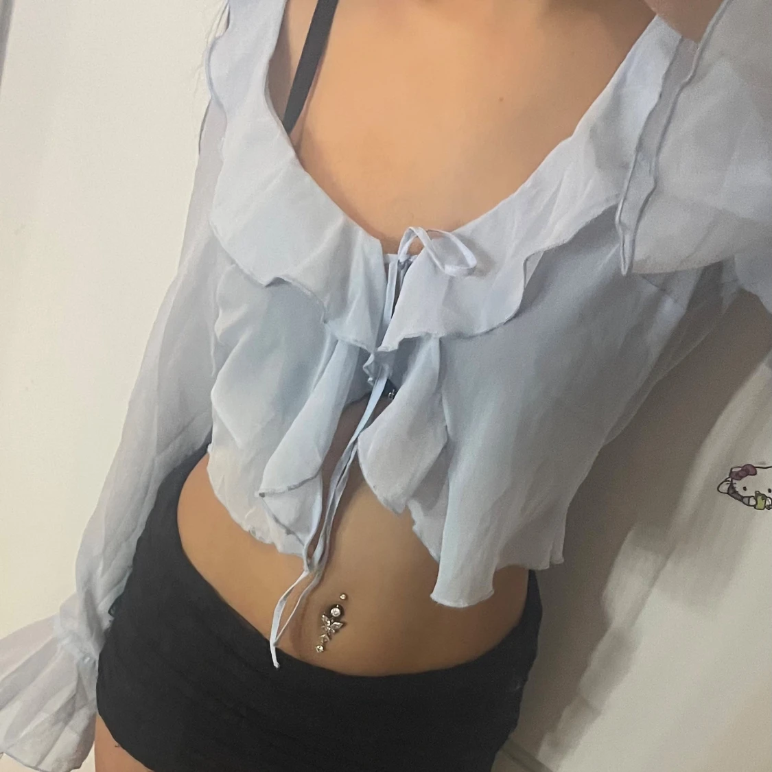 Blå långärmad blus - 1