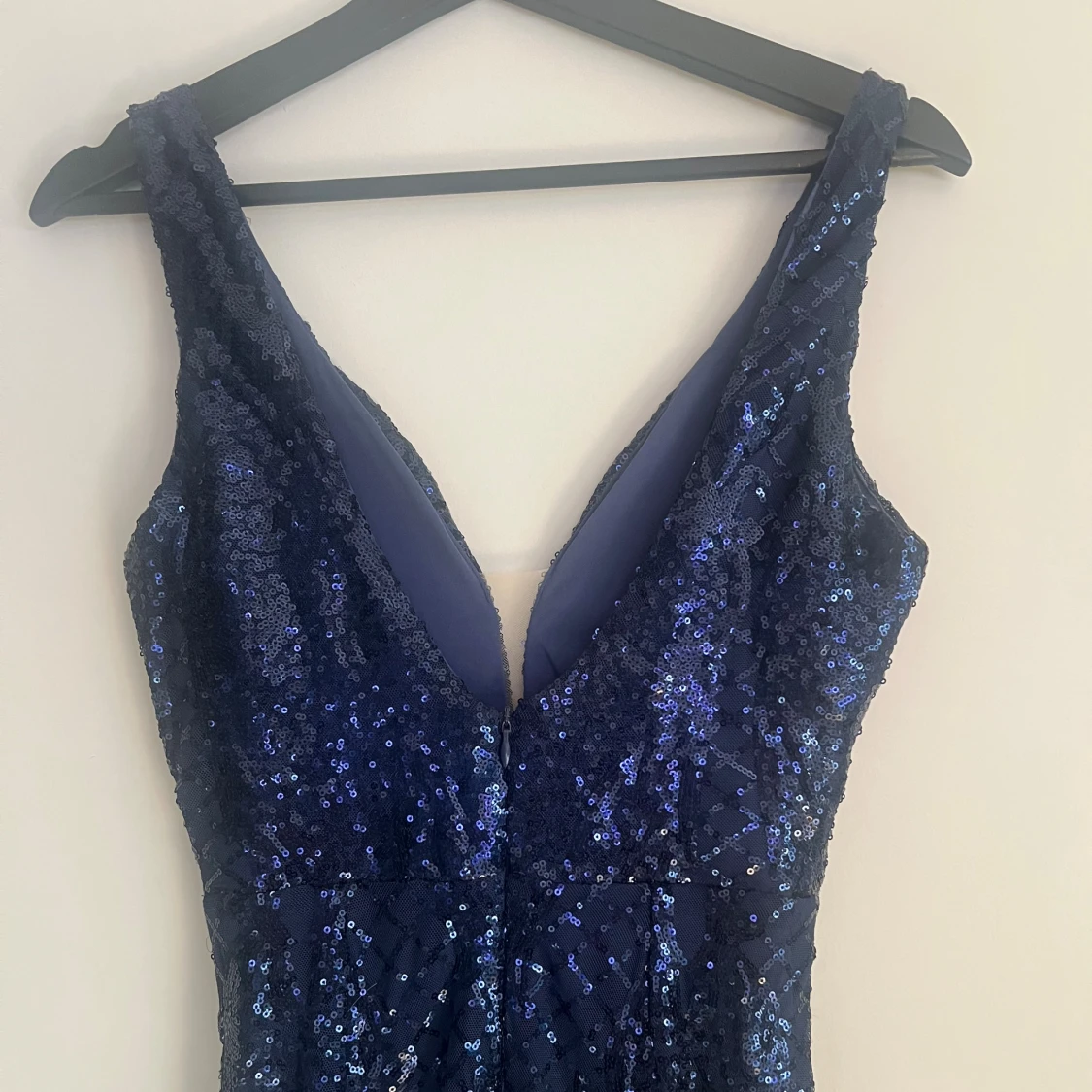 Marinblå glittrig långklänning - 2