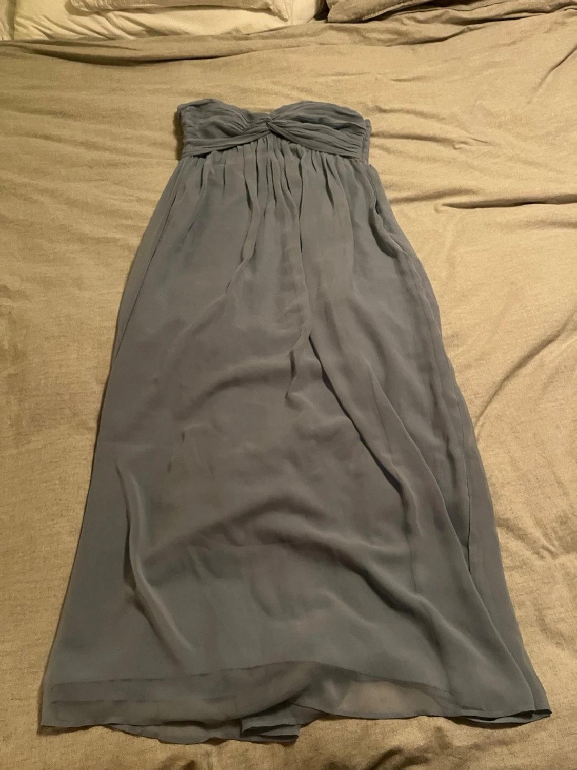 Ljusblå axelbandslös långklänning - 3