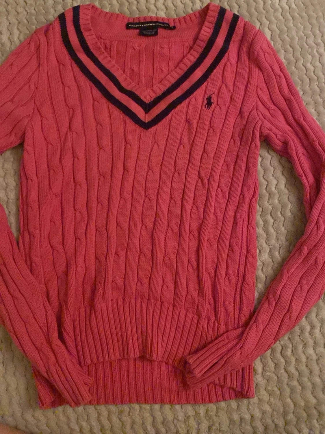 Rosa kabelstickad tröja Ralph Lauren