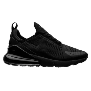 Svarta Nike Air Max sneakers - Säljer ett par helsvarta Nike Air Max sneakers med snygg mesh-överdel och synlig luftdämpning i sulan. Skorna har snörning och en sportig, modern look som passar perfekt till streetwear. Materialet är syntet och mesh för bra ventilation.
