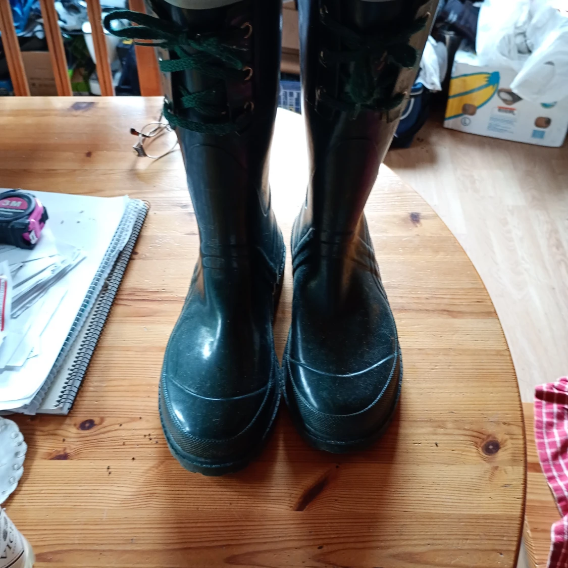 Mörkgröna höga stövlar med snörning stl 41 - 2