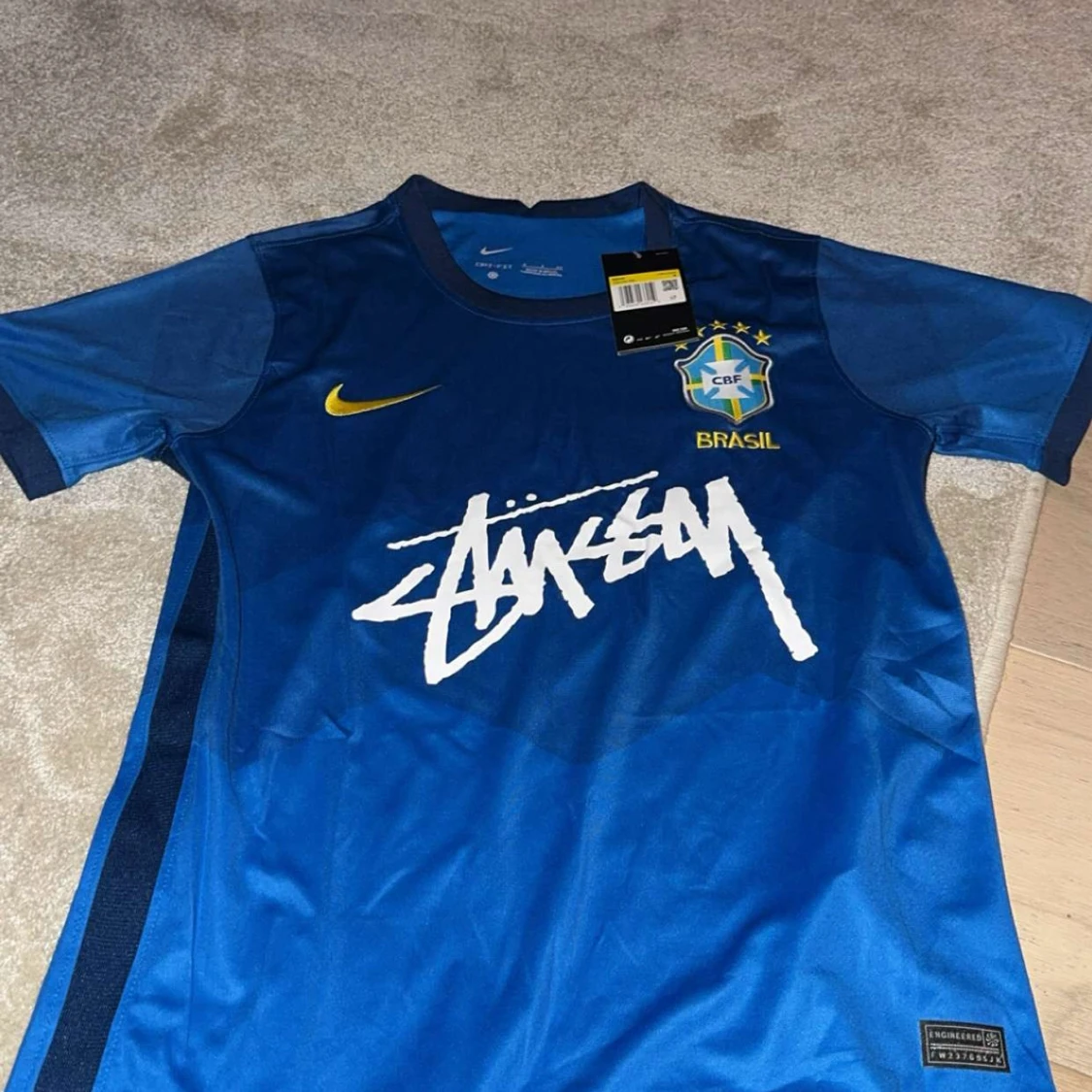 Blå Brasil Nike x Stüssy fotbollströja