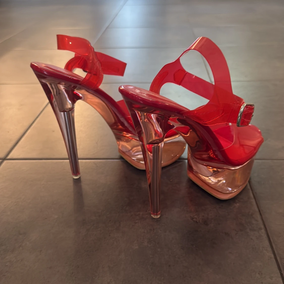 Röda platåklackar 15cm klack - 3