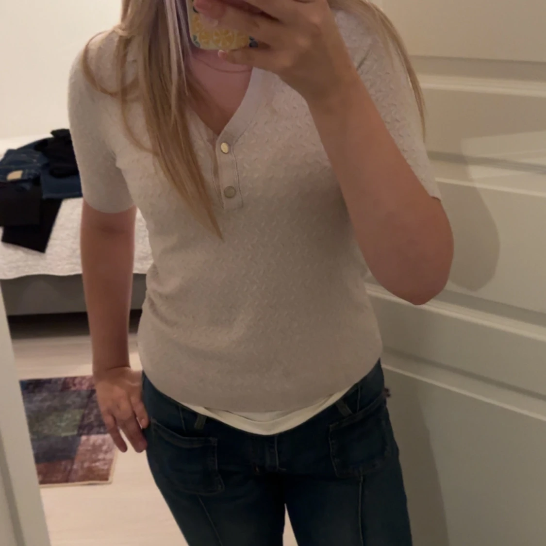 Beige stickad topp från Fransa - 1