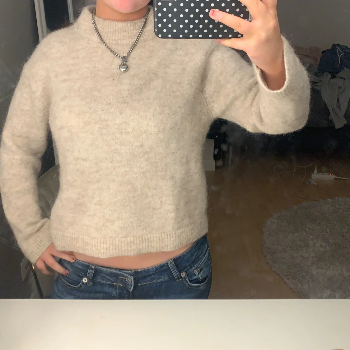 Beige stickad tröj - 4