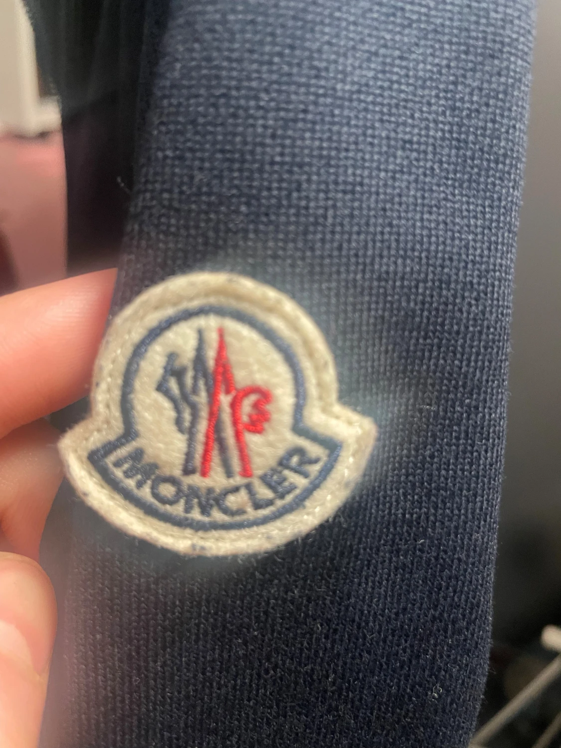 Mörkblå Moncler hoodie med dragkedja - 1