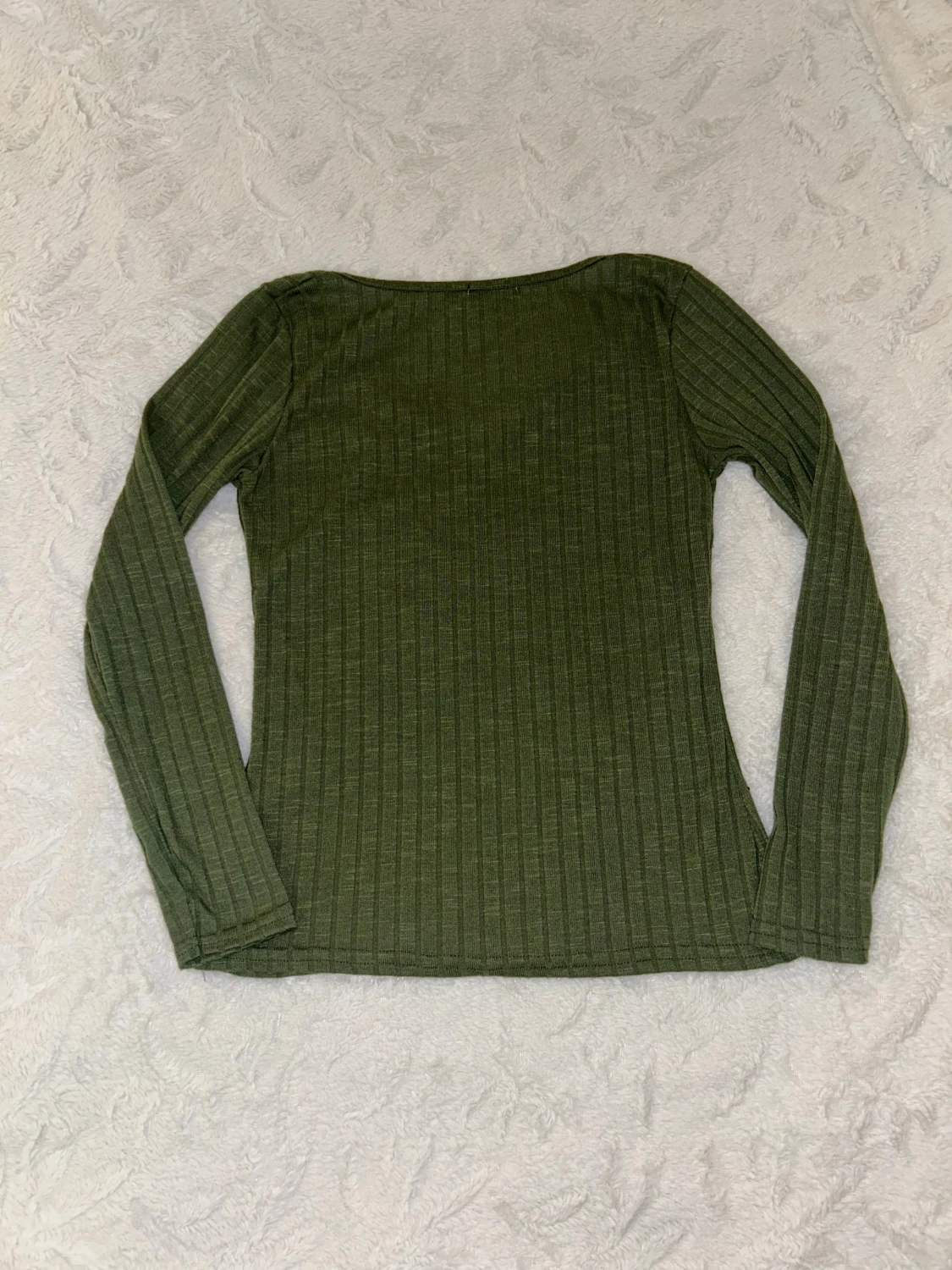 Olivgrön ribbad långärmad topp Boohoo - 3