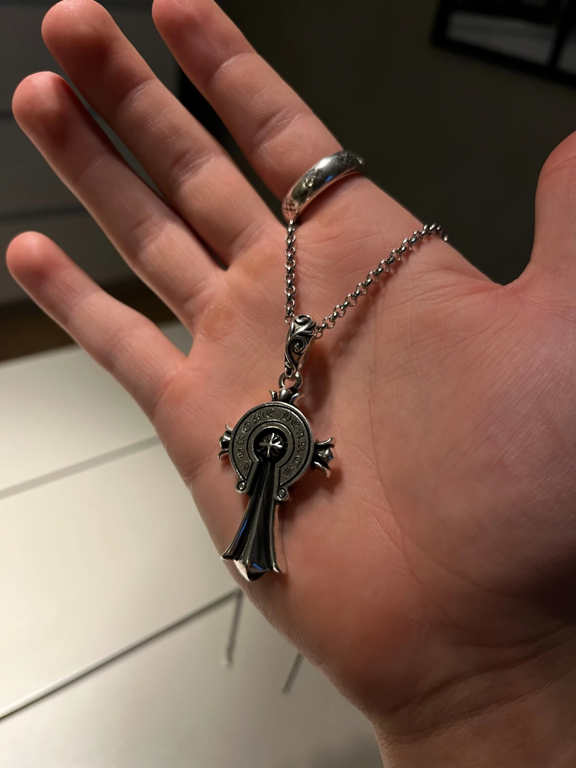 Silver Chrome Hearts halsband - 1