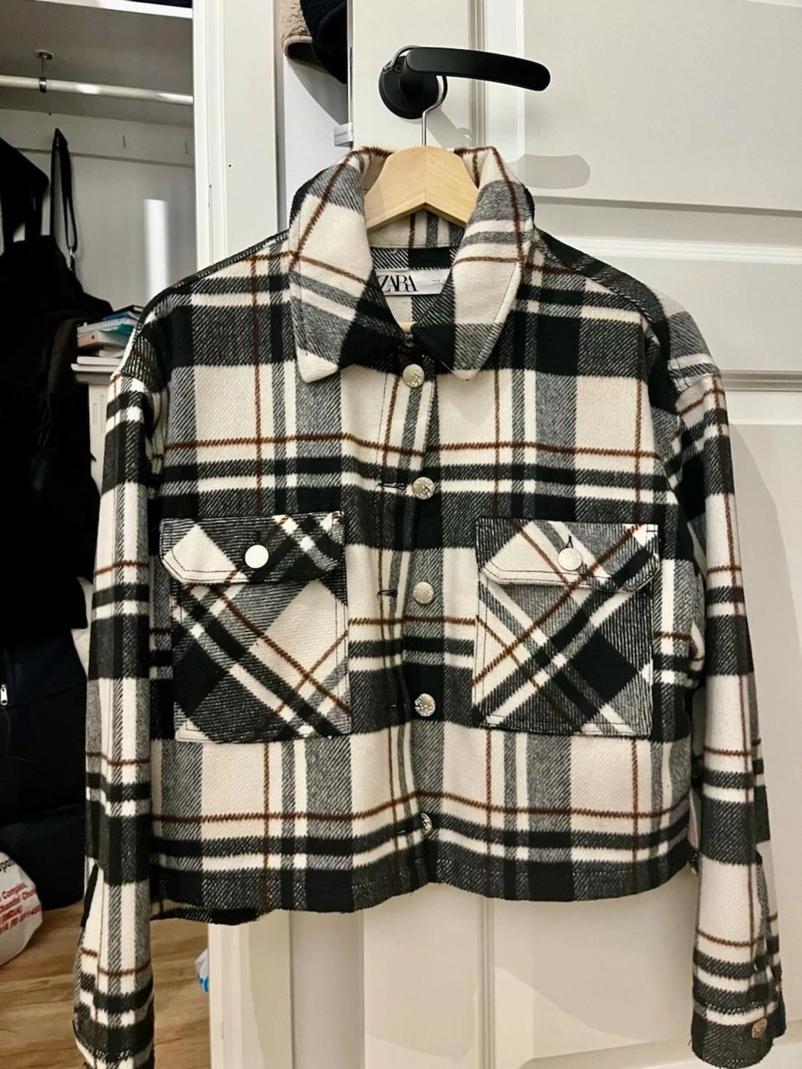 Rutig overshirt från Zara i ullmix