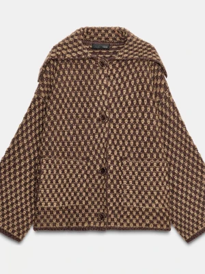 Stickad jacka från Zara  - Superfin jacka/kofta i oversized fit. I nyskick men utan prislapp. 