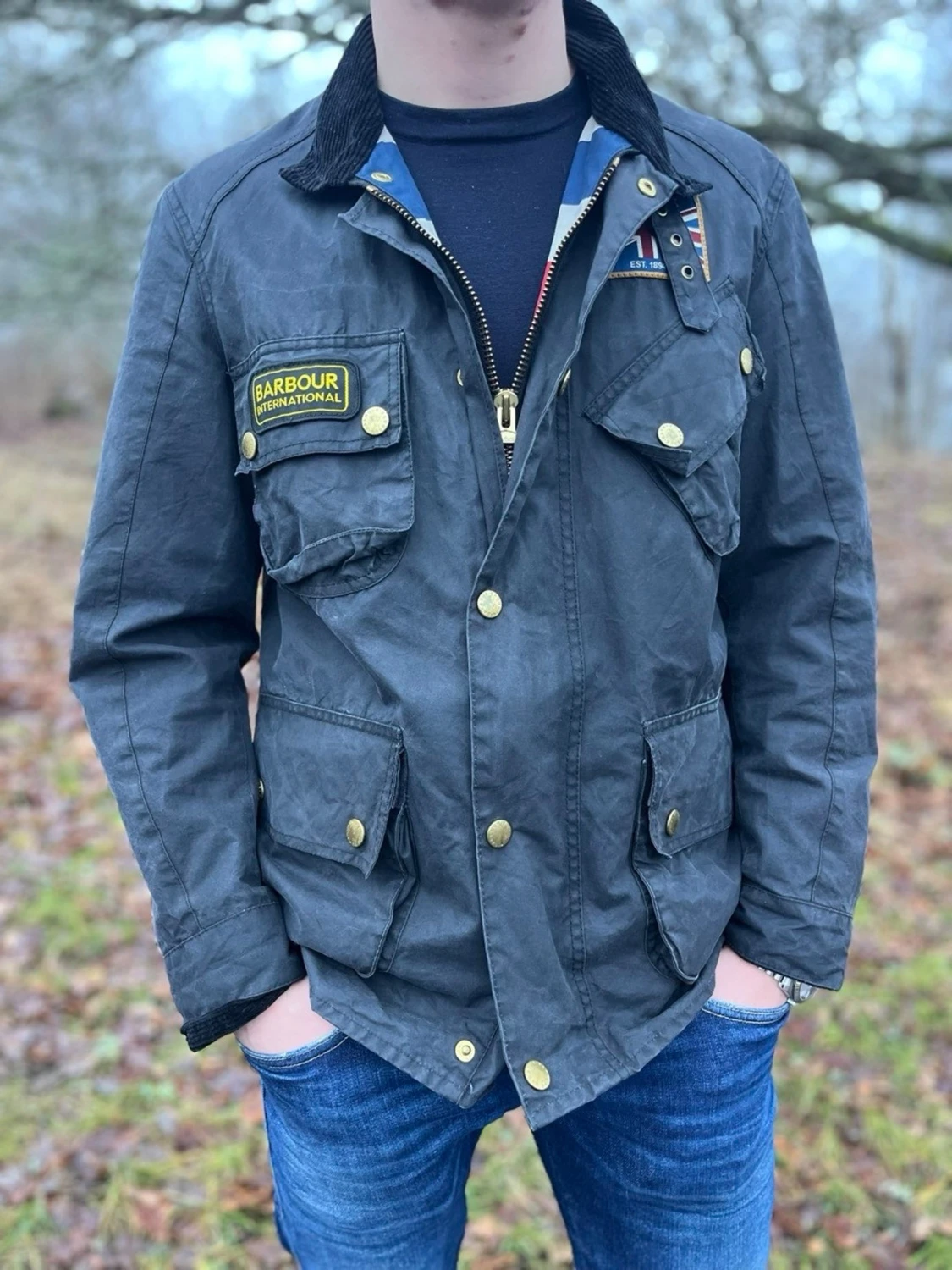 Barbour International svart parkajacka