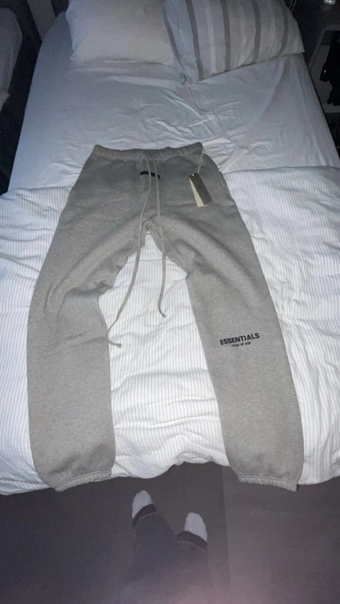 Grå Essentials mjukisbyxor med snörning - 2