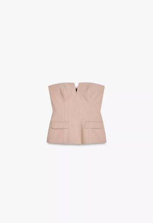 Beige Zara topp med fickor - Beige randig tubetop med fickor. Aldrig använd 