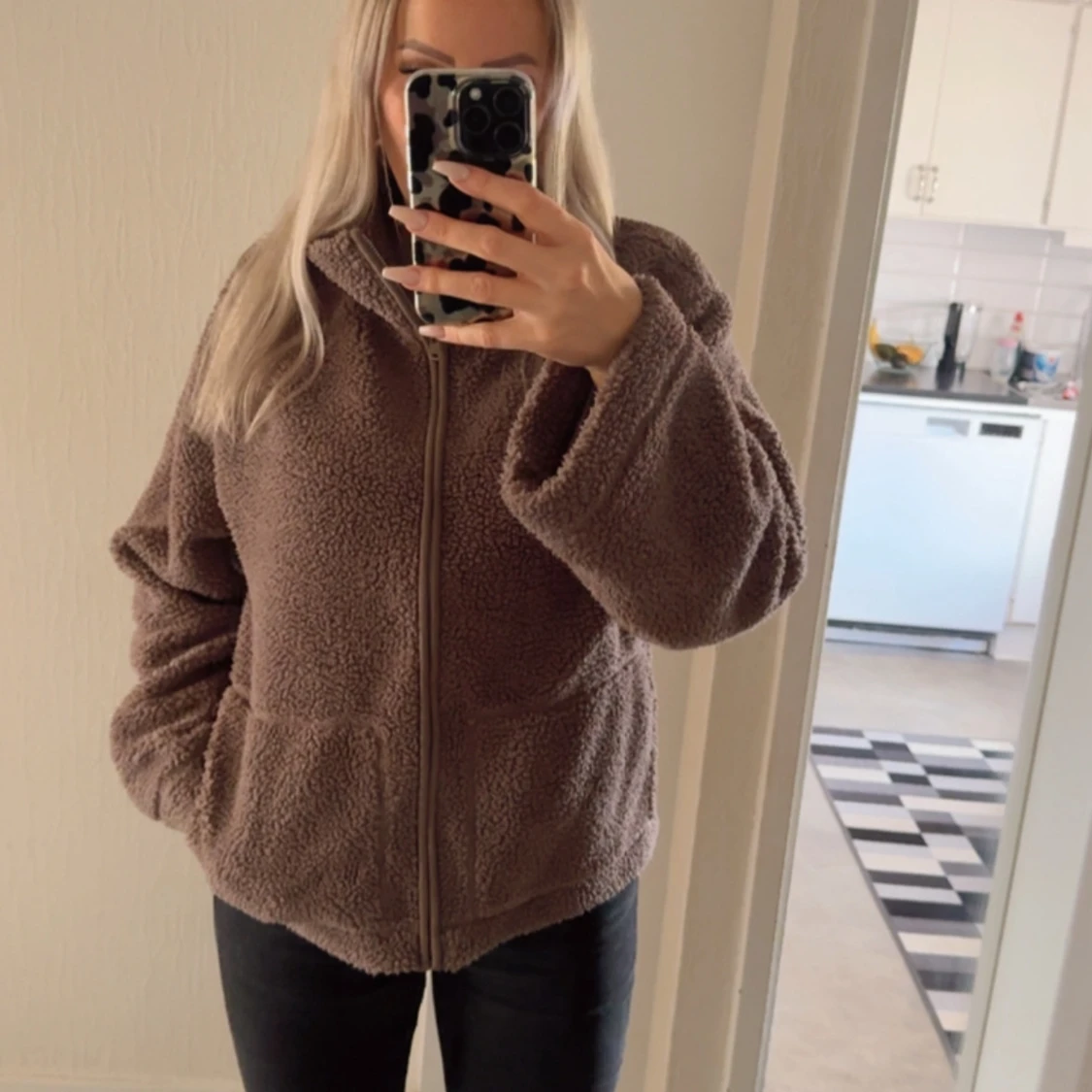 Brun teddyjacka från Lager 157, storlek L ”SALLY”