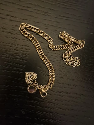 Guldfärgat halsband Liebeskind Berlin - Säljer ett chunky guldfärgat halsband från Liebeskind Berlin. Kedjan har ett geometriskt hjärthänge och en liten rund bricka med märkets logga. Kommer med original dustbag. Perfekt accessoar för att lyfta din outfit.