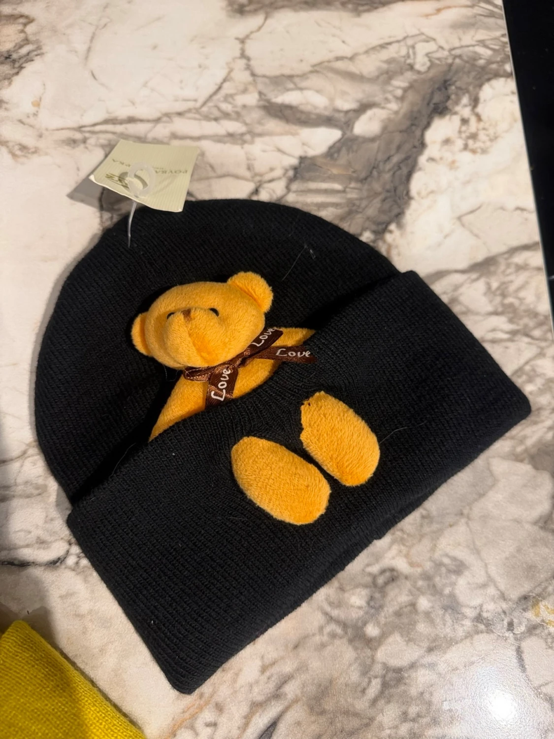 Svart mössa med nalle-detalj Barn