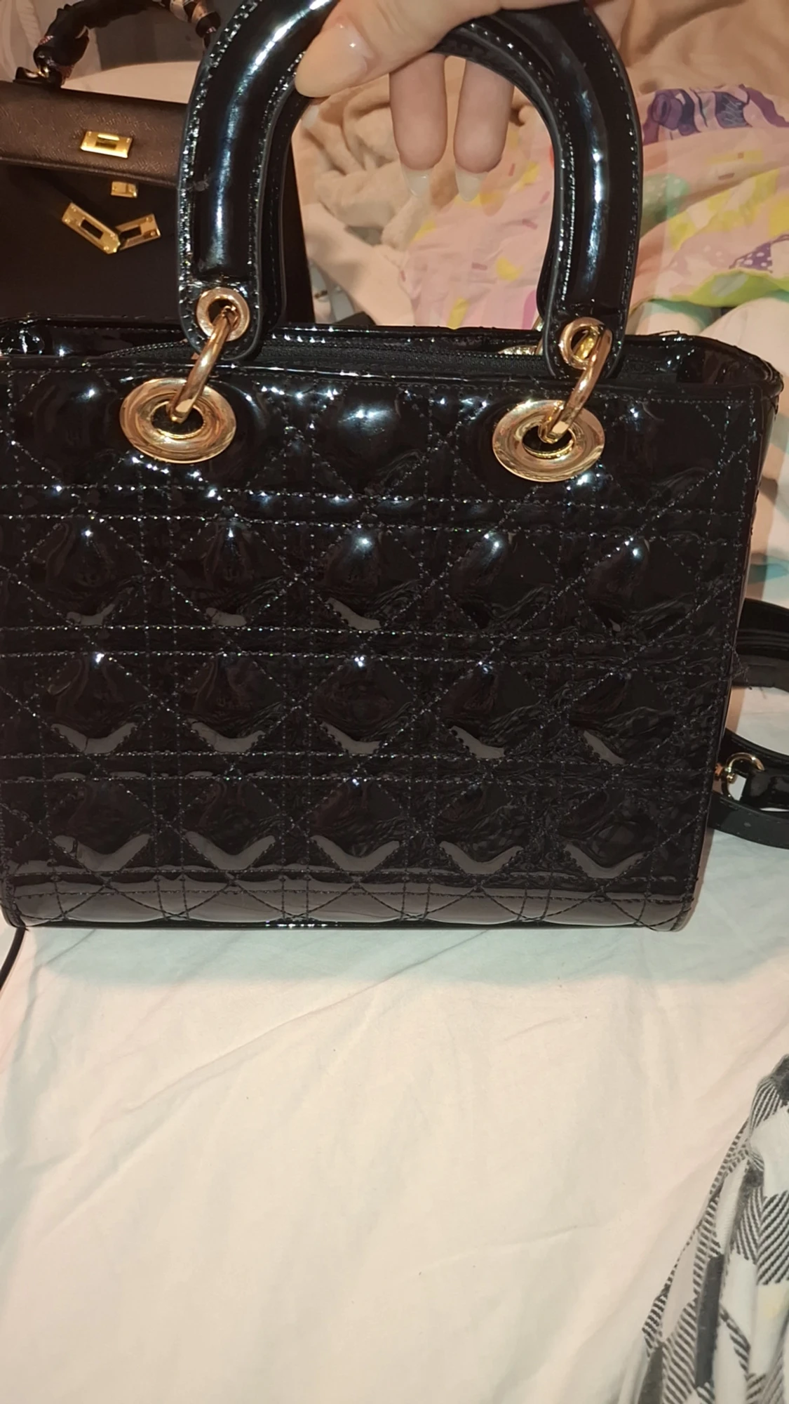 Svart quiltad handväska  - 3