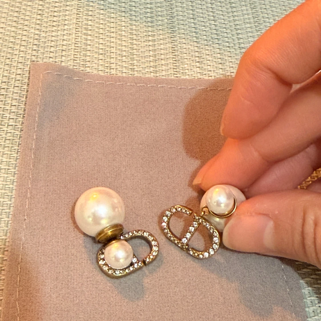 Dior örhängen med pärlor och strass - 2