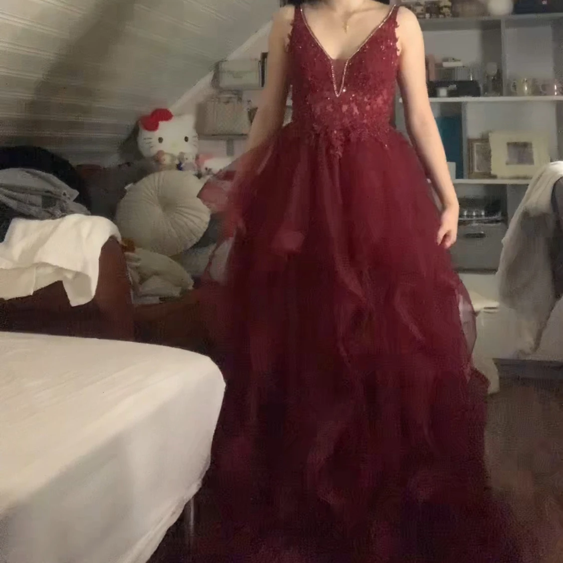 vinröd balklänning  - 1