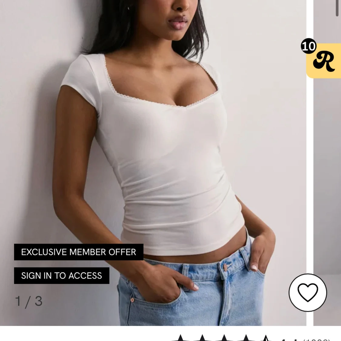 Vit croppad topp med v-ringning