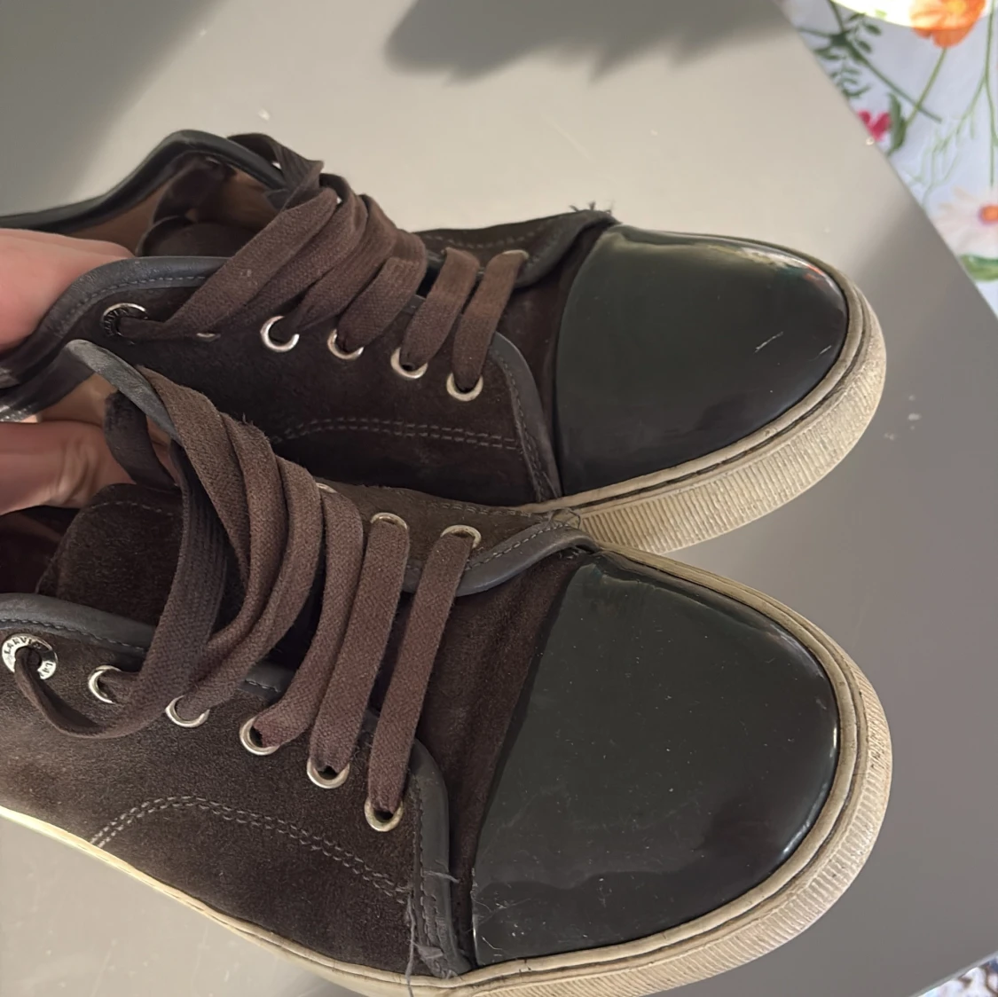 Svarta sneakers från Lanvin med mocka - 1