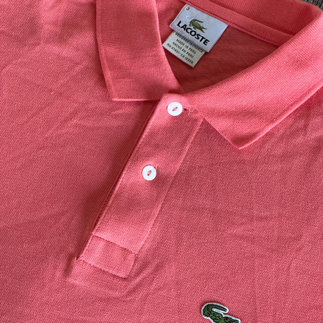 Rosa långärmad Lacoste pikéskjorta - 1