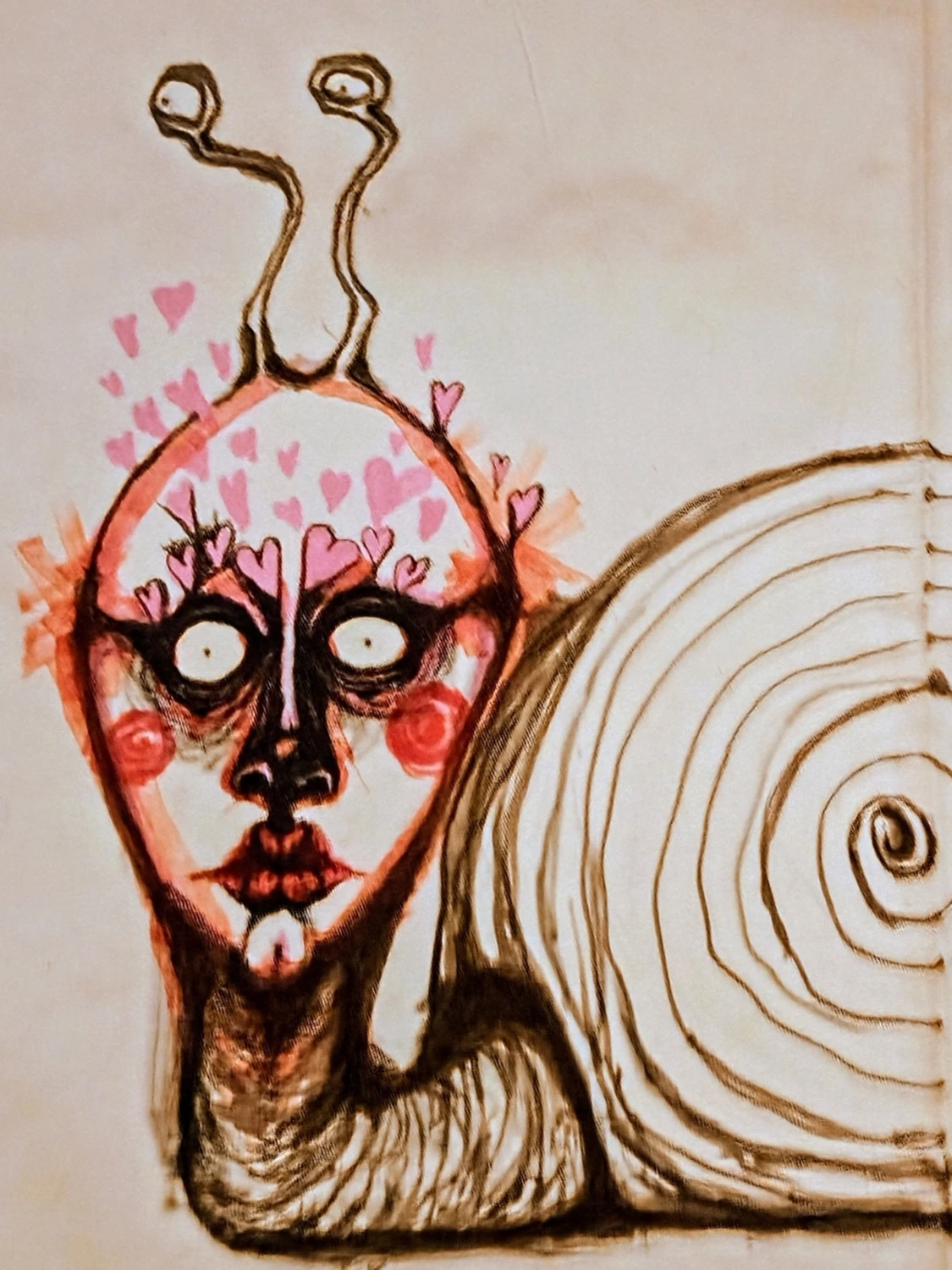 Handmålad duk med snigelmotiv