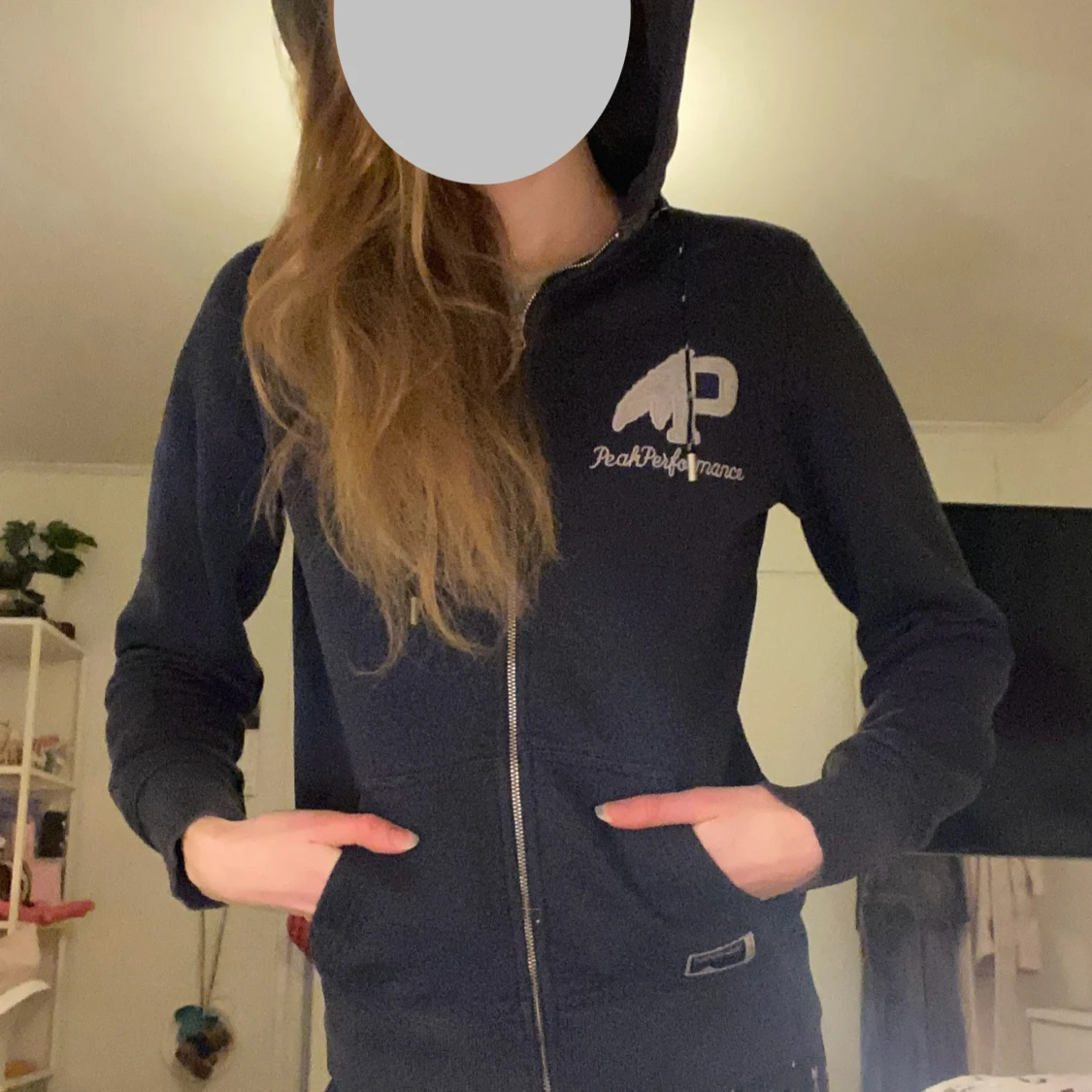 Snygg marinblå zip hoodie - 2