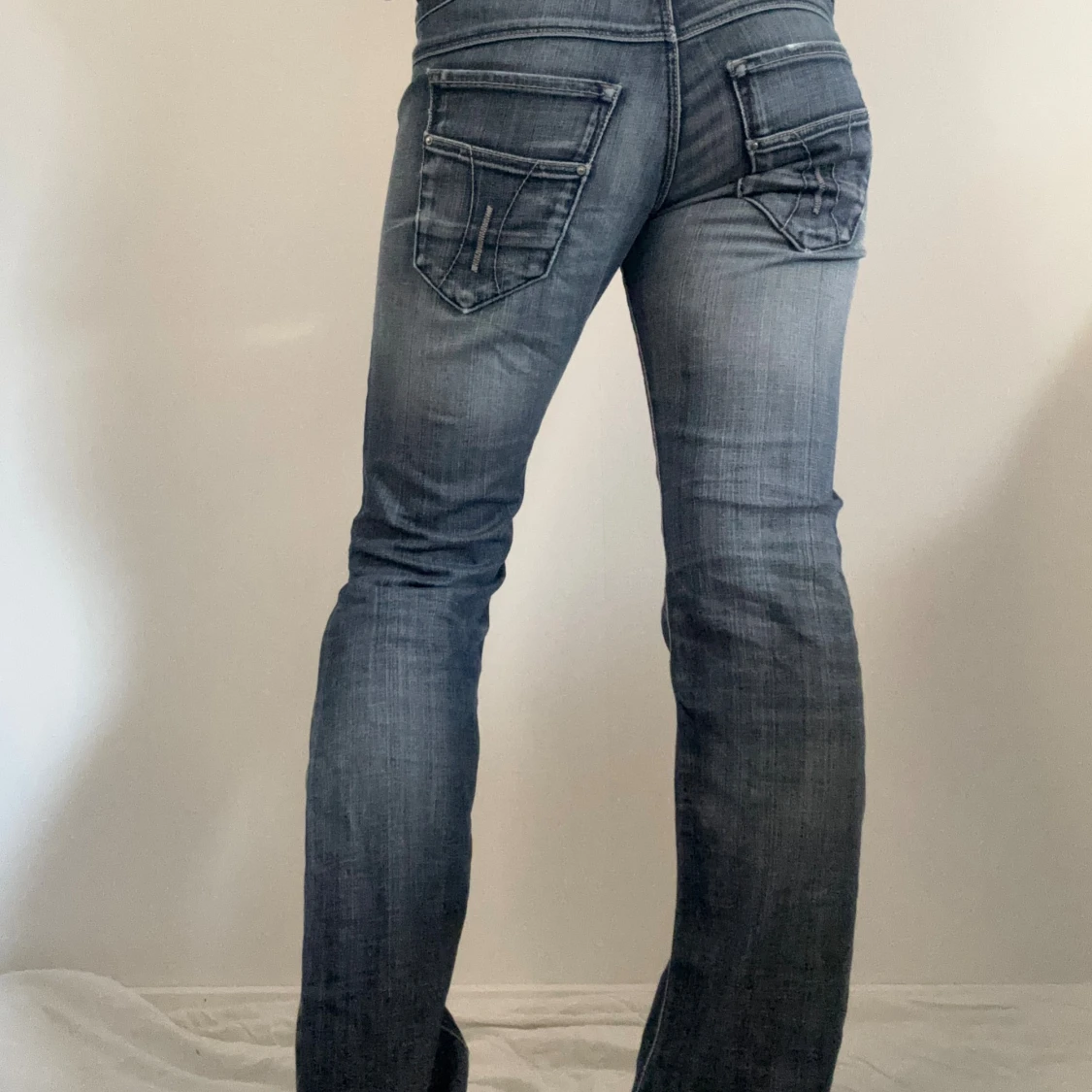 Blå bootcut jeans med zebradetalj - 1