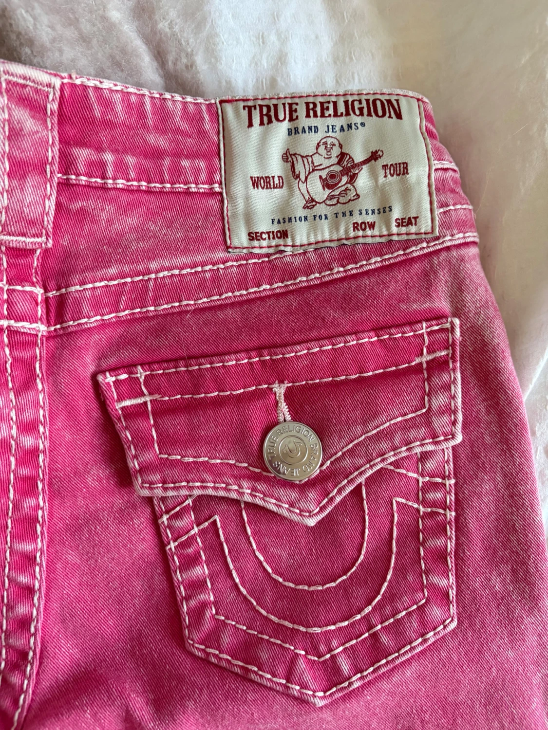 True Religion rosa jeans med kontrastsömmar - 3