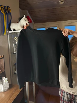Svart sweatshirt från KIDS ONLY - Enkel och stilren svart sweatshirt från KIDS ONLY i storlek 152. Tröjan har rund halsringning, ribbade muddar vid ärmslut och nederkant samt lång ärm. Perfekt basplagg till garderoben.