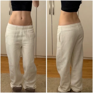 Vita mjukisbyxor med resårmidja - Storlek XS, avklippta längst ner