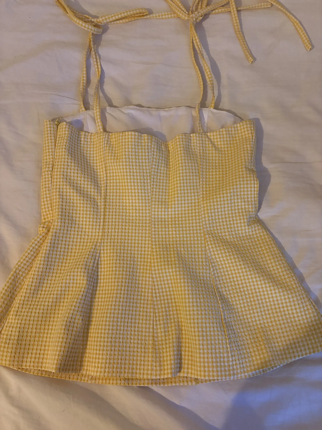 Gul och vit rutig korsettopp från Zara - 2