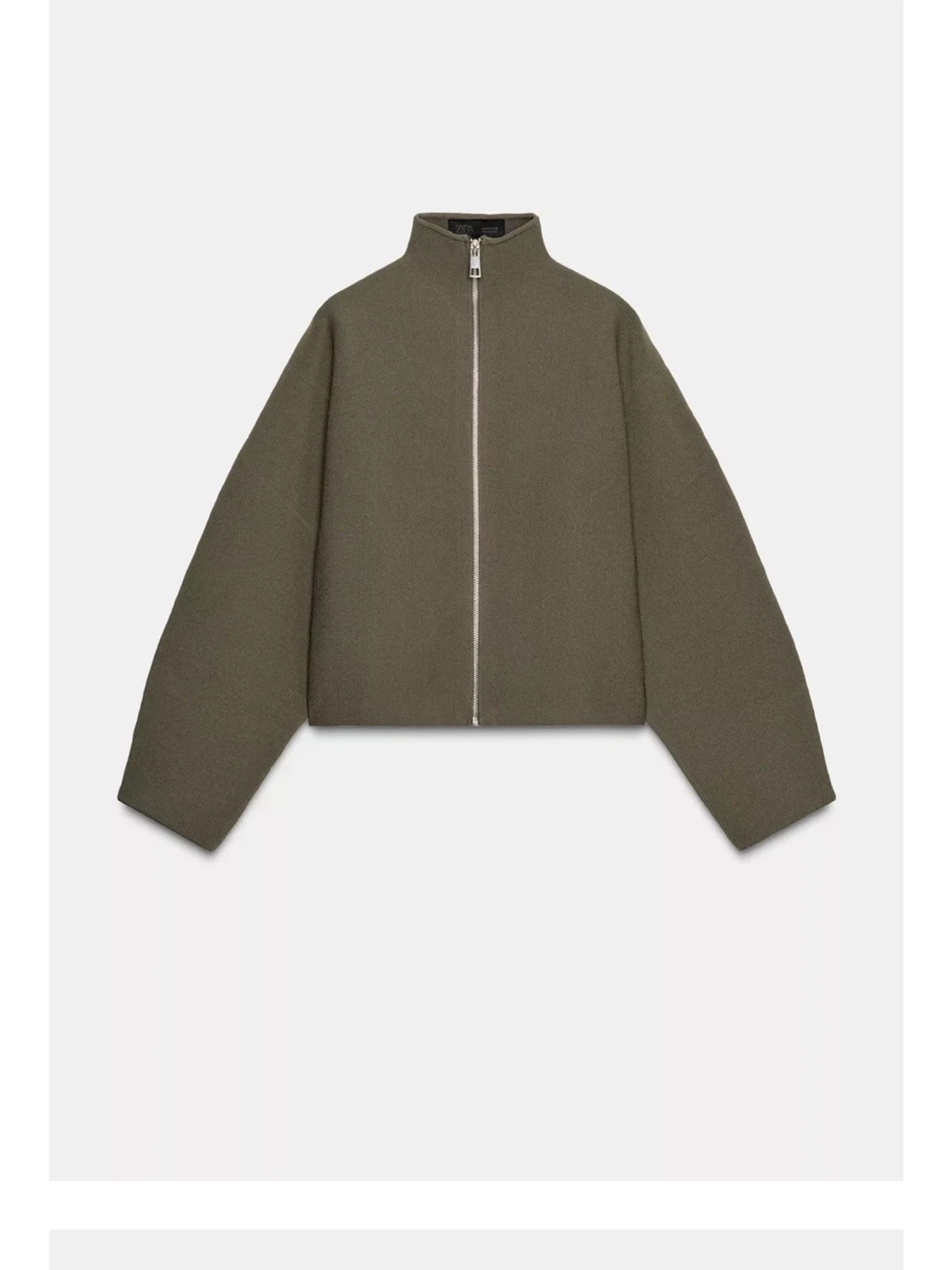 olivgrön stickad jacka med dragkedja - 5