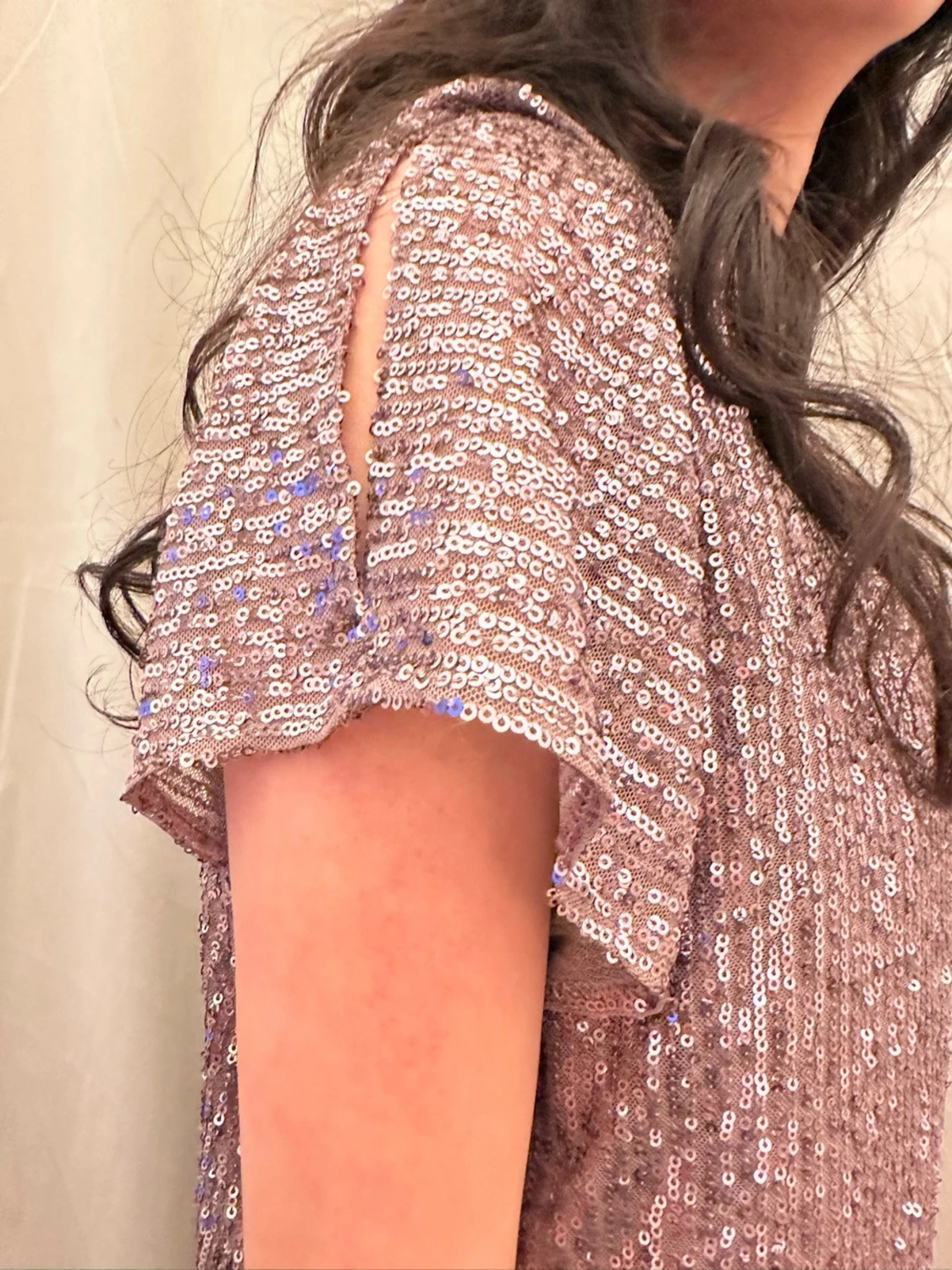 Glittrig lila paljettblus - 1