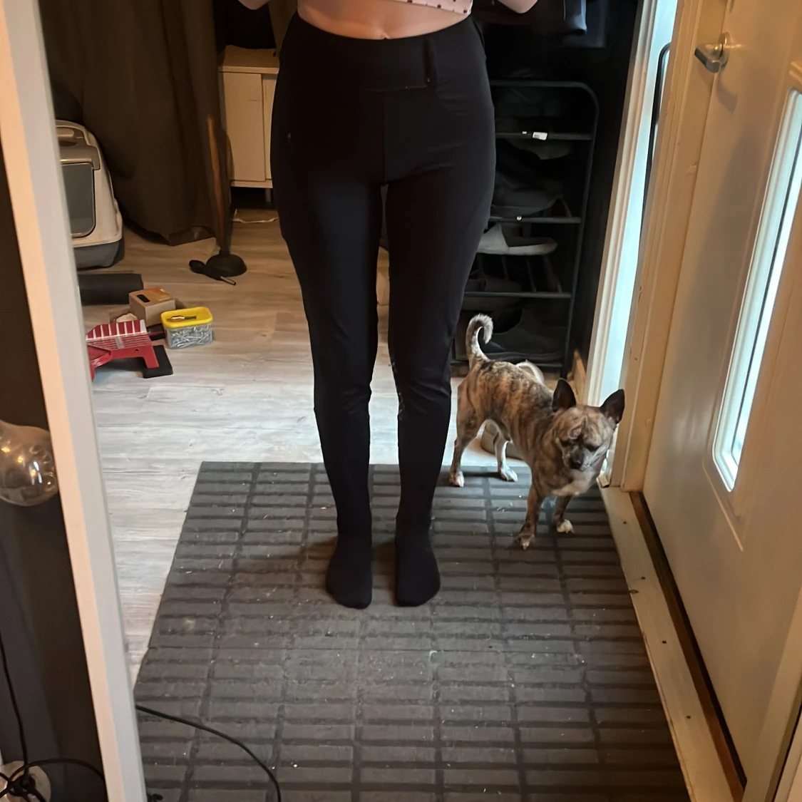 Svarta tighta högmidjade ridbyxor